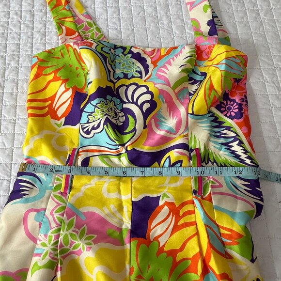 Lavender Brown Kendra Romper Pink Multi Floral Print Summer Outfit, S - Picture 9 of 15